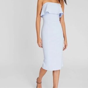 Club Monaco Tiered Overlay Midi Tube Dress